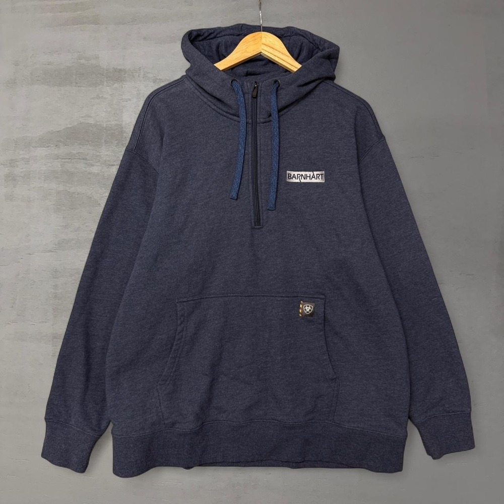 Ariat Rebar Mens's XXL Navy Blue Quarter Zip Hoodie Sweatshirt Barnhart Workwear